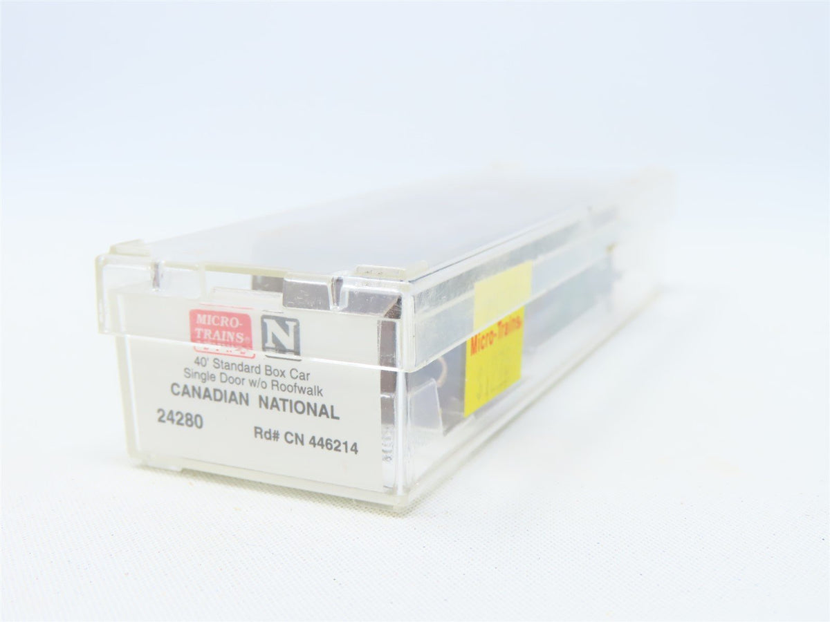 N Micro-Trains MTL #24280 CN Canada Manitoba 40&#39; Single Door Box Car #446214