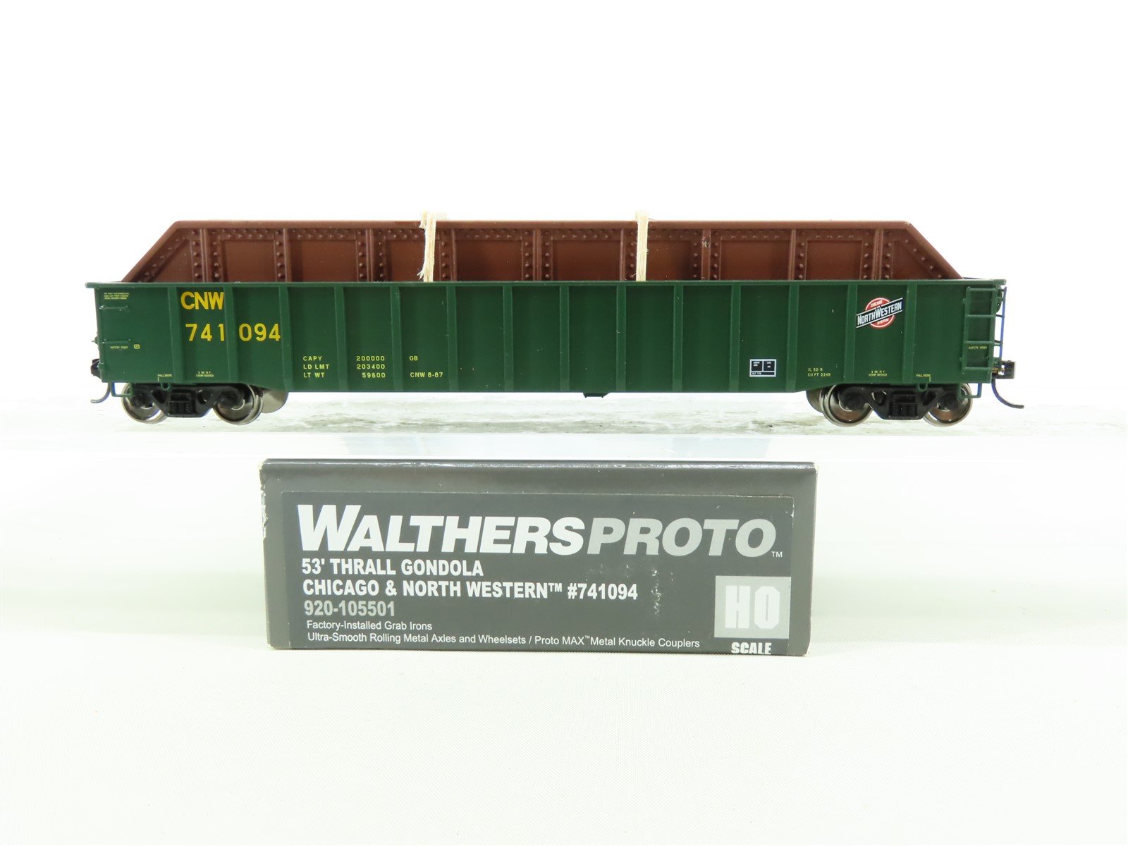 HO Walthers Proto 920-105501 CNW 53' Thrall Gondola #741094 w/ Pro 