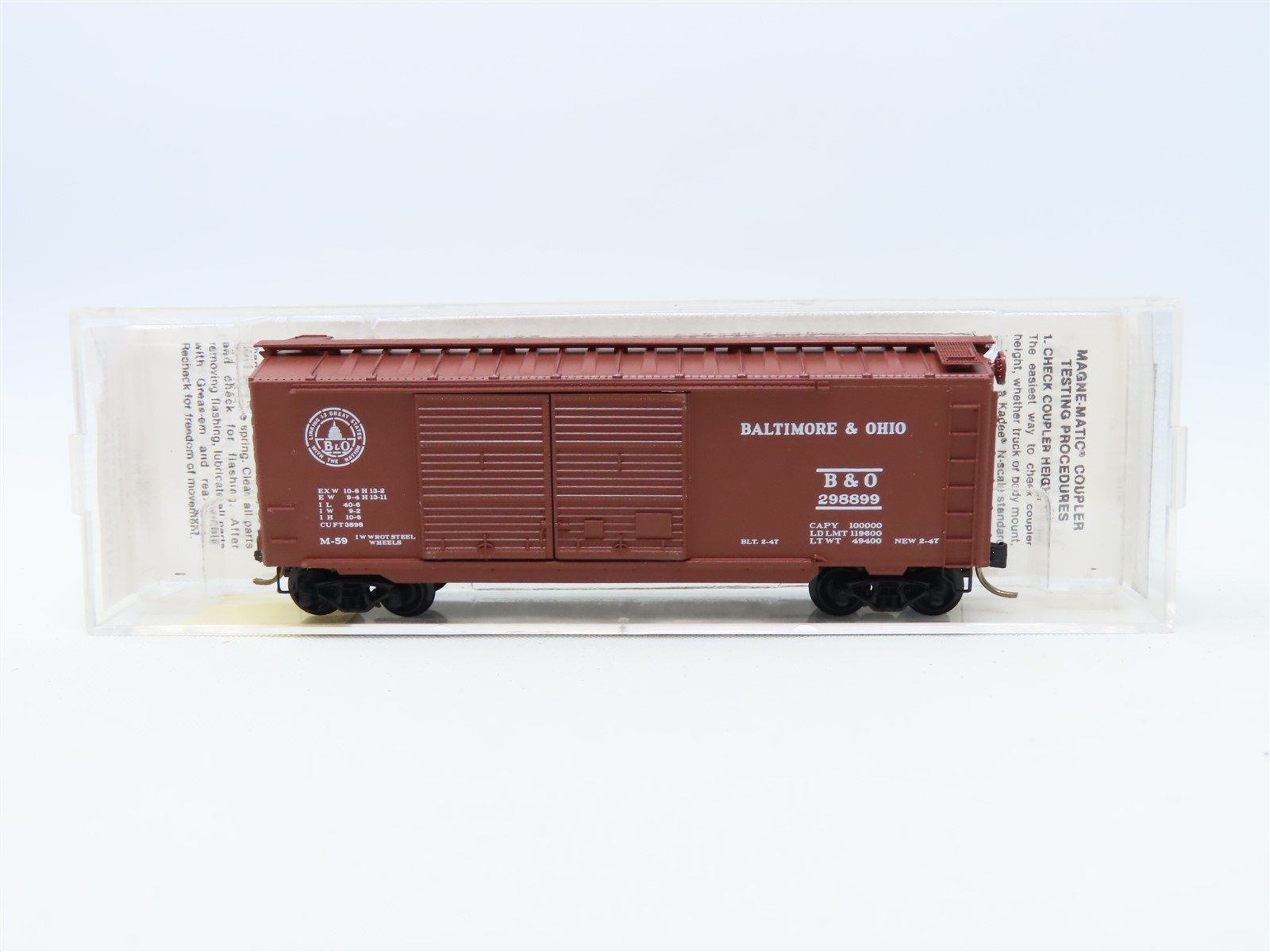 N Scale Kadee Micro-Trains MTL #23040 B&O Baltimore & Ohio 40' Box Car #298899