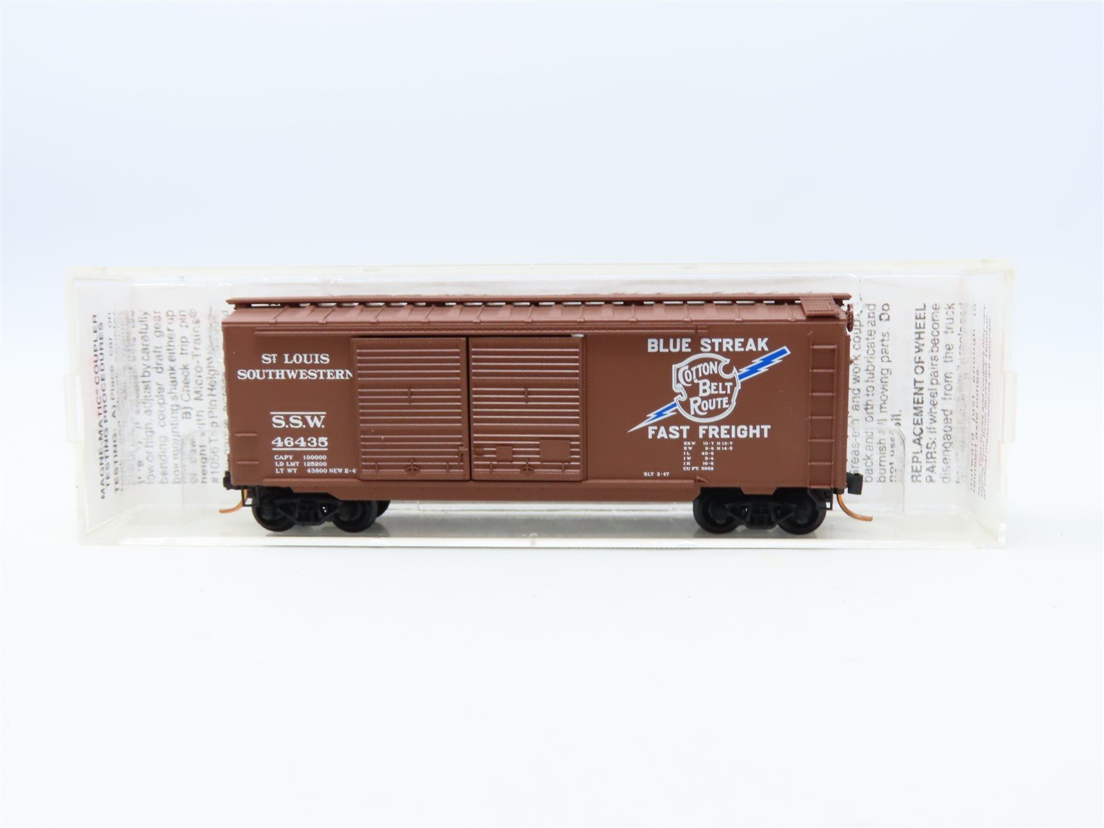 N Micro-Trains MTL #23030 SSW Cotton Belt Route Blue Streak 40' Box Car #46435