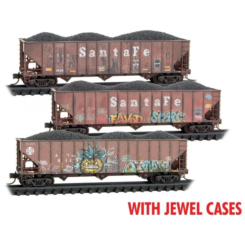 N Scale Micro-Trains MTL 98305062 ATSF Santa Fe 3-Bay Hopper Set 3-Pk Weathered
