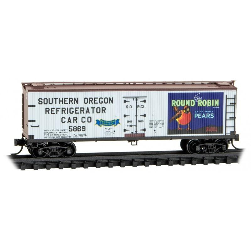 N Scale Micro-Trains MTL 04900945 SORC Round Robin Pears 40' Wooden Reefer #5869