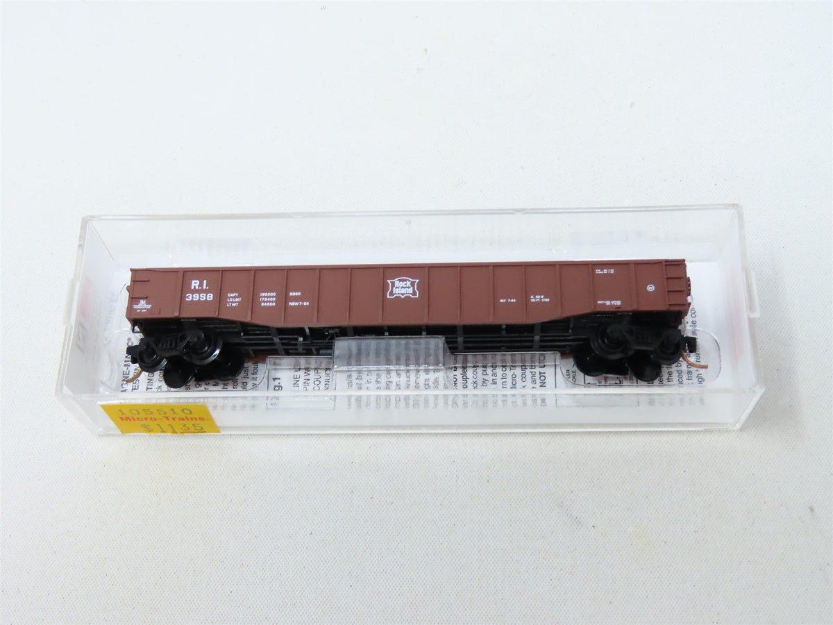 N Scale Micro-Trains MTL #105510 RI Rock Island 50&#39; Fixed End Gondola #3958