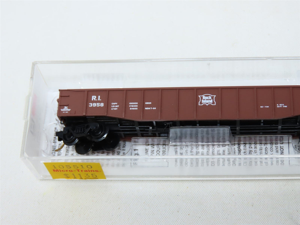 N Scale Micro-Trains MTL #105510 RI Rock Island 50&#39; Fixed End Gondola #3958