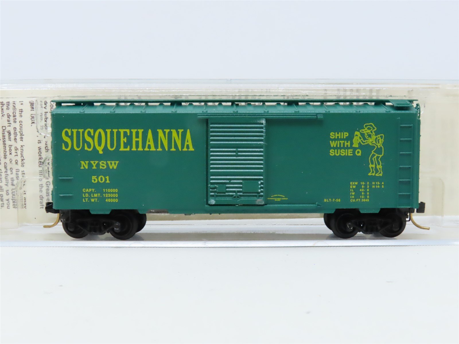 N Scale Kadee Micro-Trains MTL 20300 NYSW Susquehanna "Susie Q" 40' Box Car #501