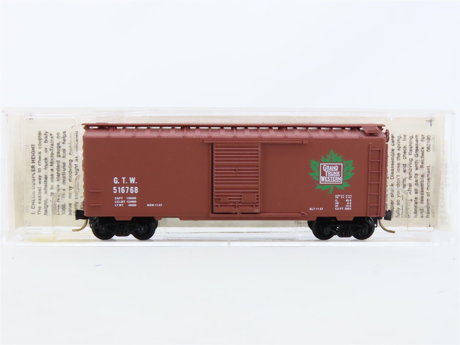 N Kadee Micro-Trains MTL #20010 GTW Grand Trunk Western 40' Box Car #516768