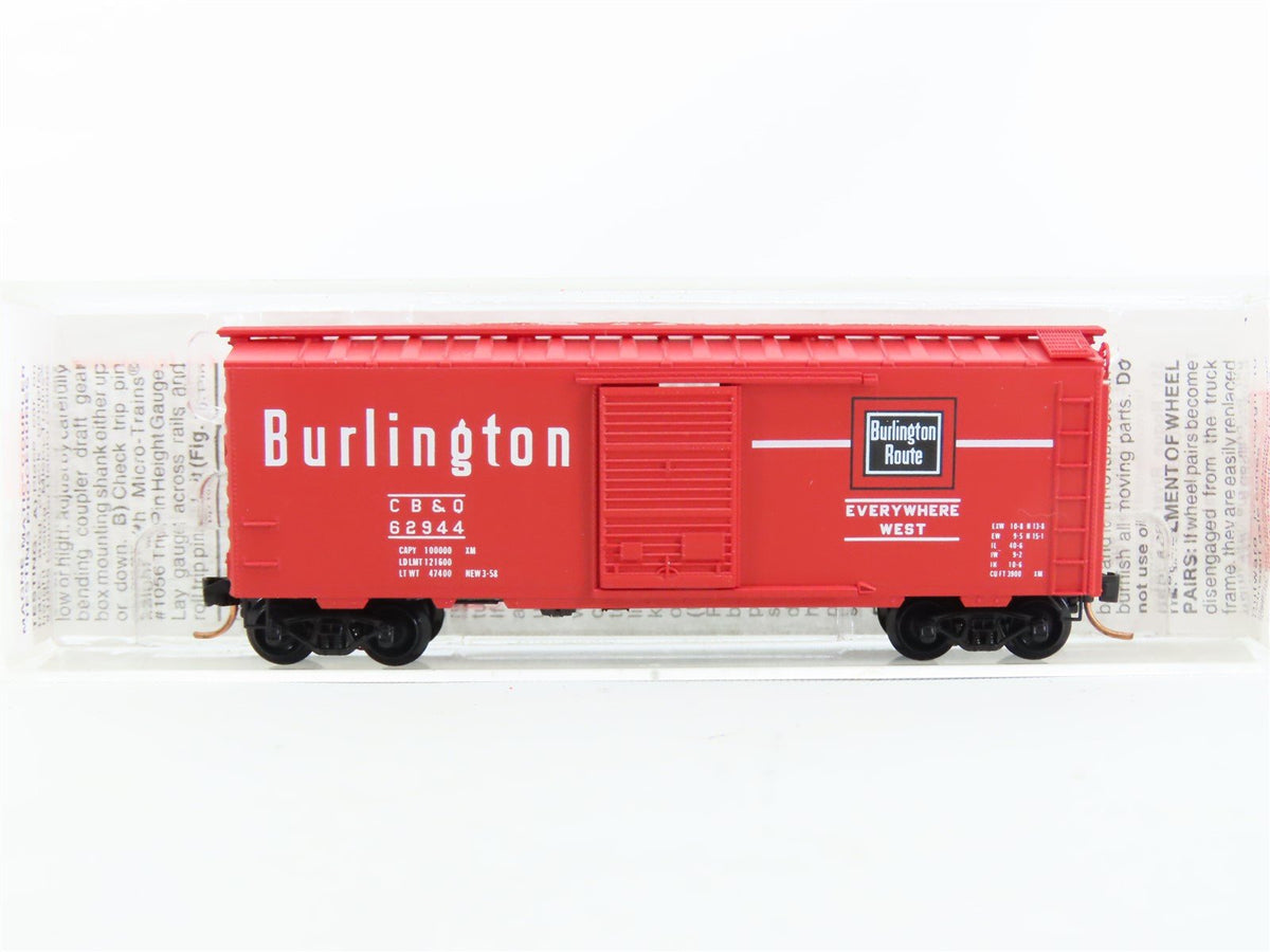 N Micro-Trains MTL #20170 CB&amp;Q Burlington Route 40&#39; Single Door Box Car #62944