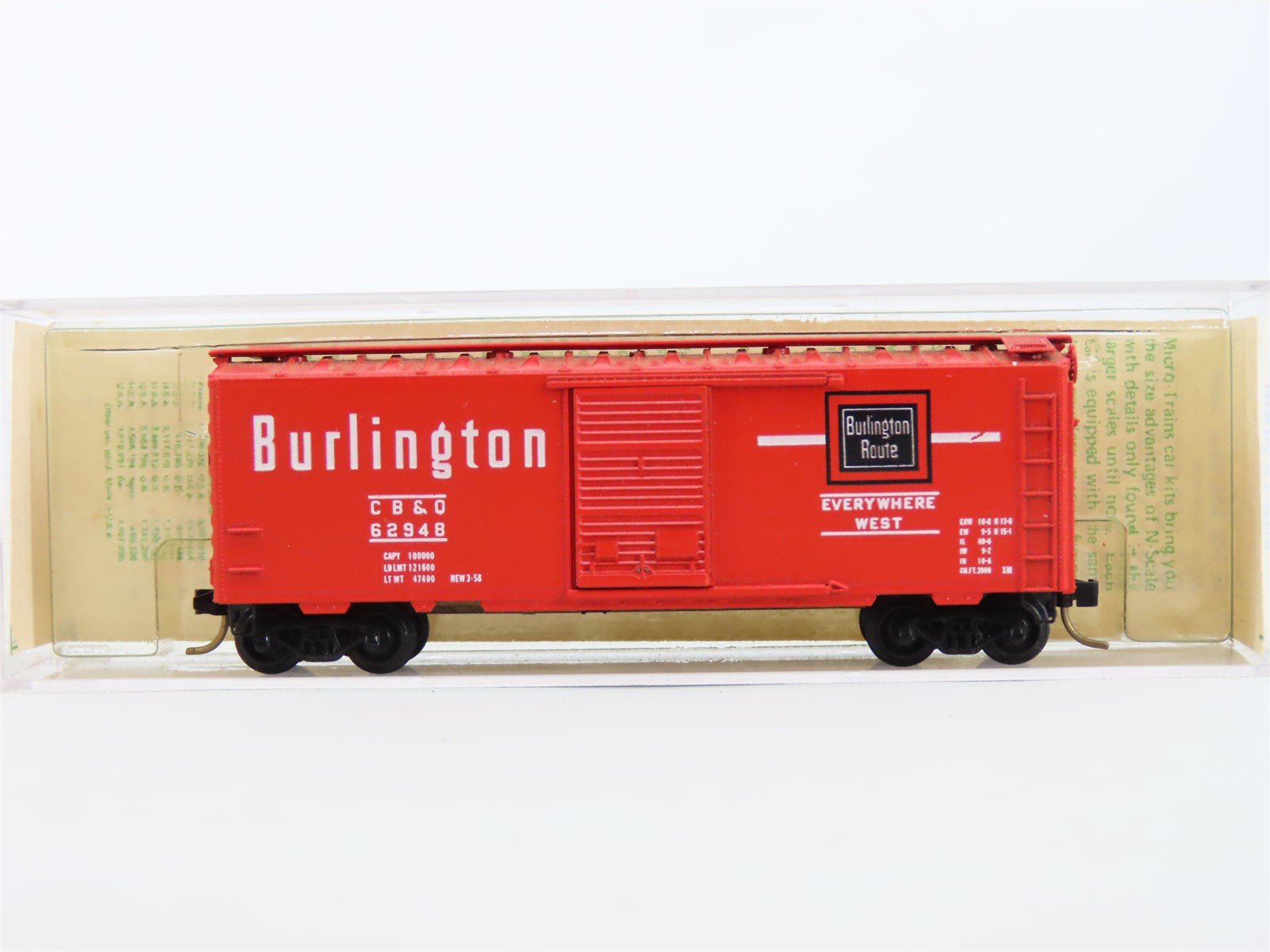 N Kadee Micro-Trains MTL #20338 CB&Q Burlington Route 40' Box Car - Blue Label