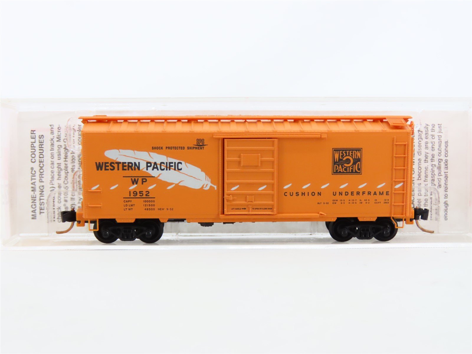N Scale Micro-Trains MTL #20506 WP Western Pacific "Feather" 40' Box Car #1952