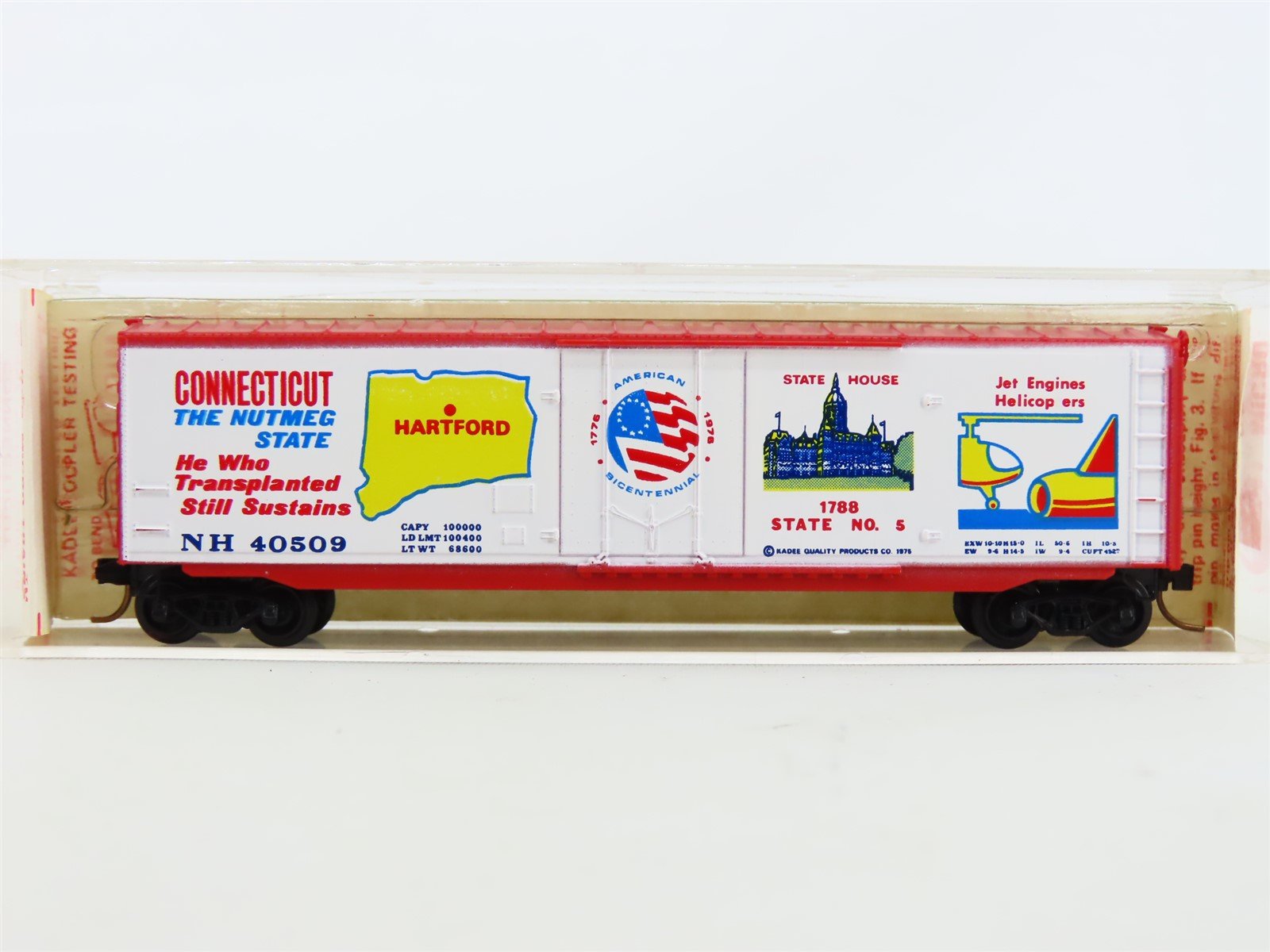 N Kadee Micro-Trains MTL #38020 NH Connecticut Bicentennal Box Car - Red Label