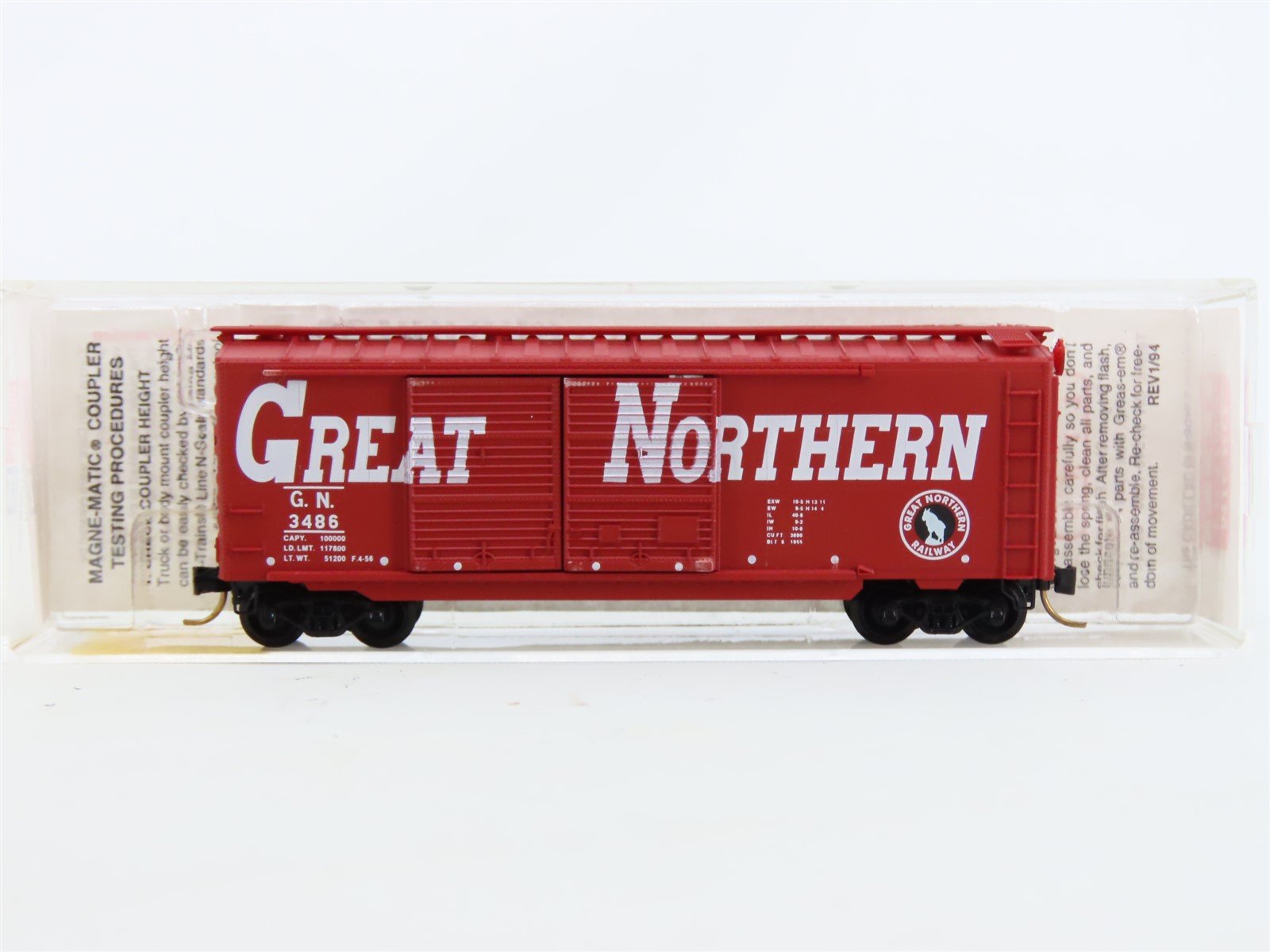 N Scale Micro-Trains MTL #23220 GN Great Northern Circus Train 40' Box Car #3486