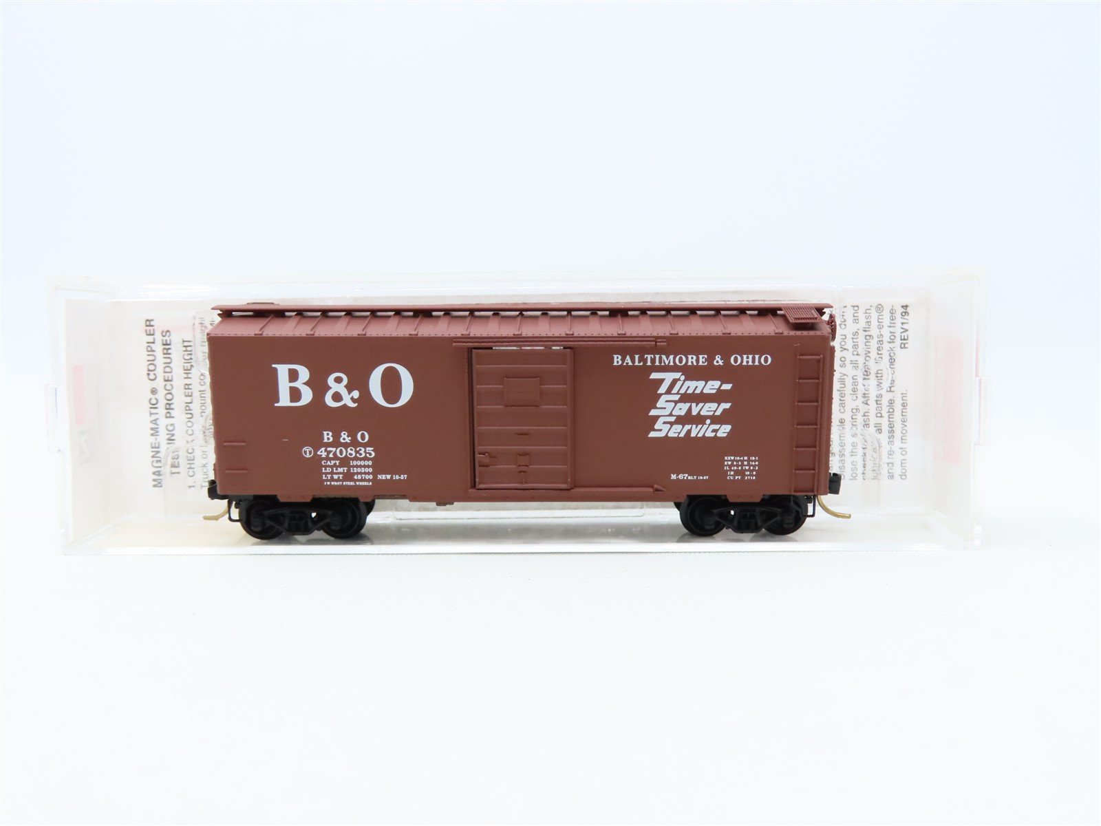 N Scale Micro-Trains MTL #20346/3 B&O Baltimore & Ohio 40' Box Car #470835