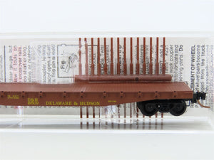 N Micro-Trains MTL 45210 D&H Delaware & Hudson Fishbelly Side Flat Car #16509
