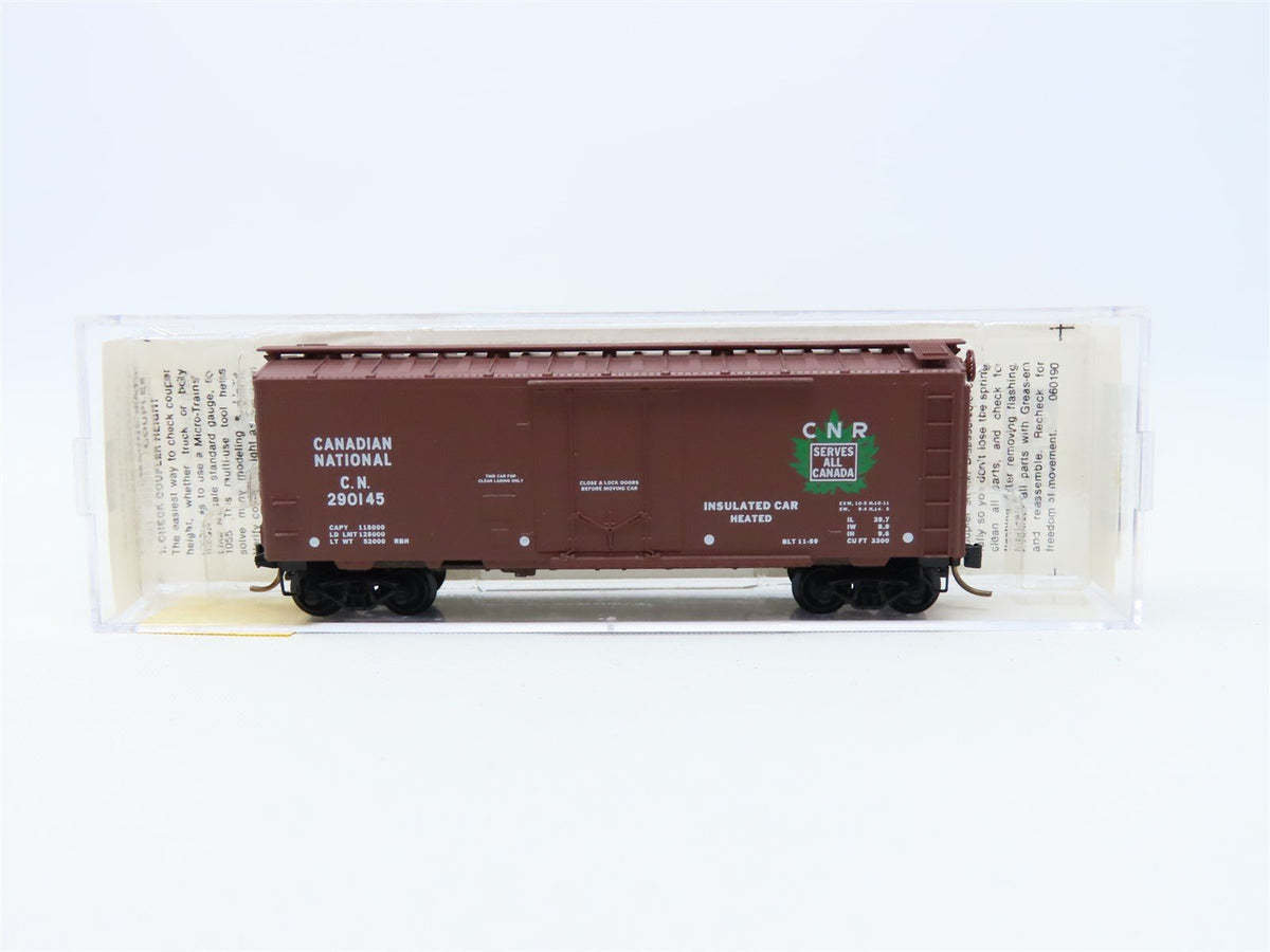 N Micro-Trains MTL #21120 CN Canadian National 40&#39; Plug Door Box Car #290145