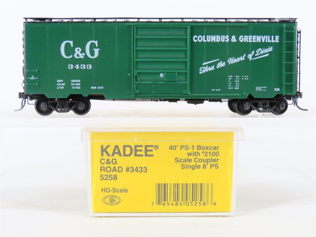 HO Scale Kadee #5258 C&amp;G Columbus &amp; Greenville 40&#39; Single Door Box Car #3433