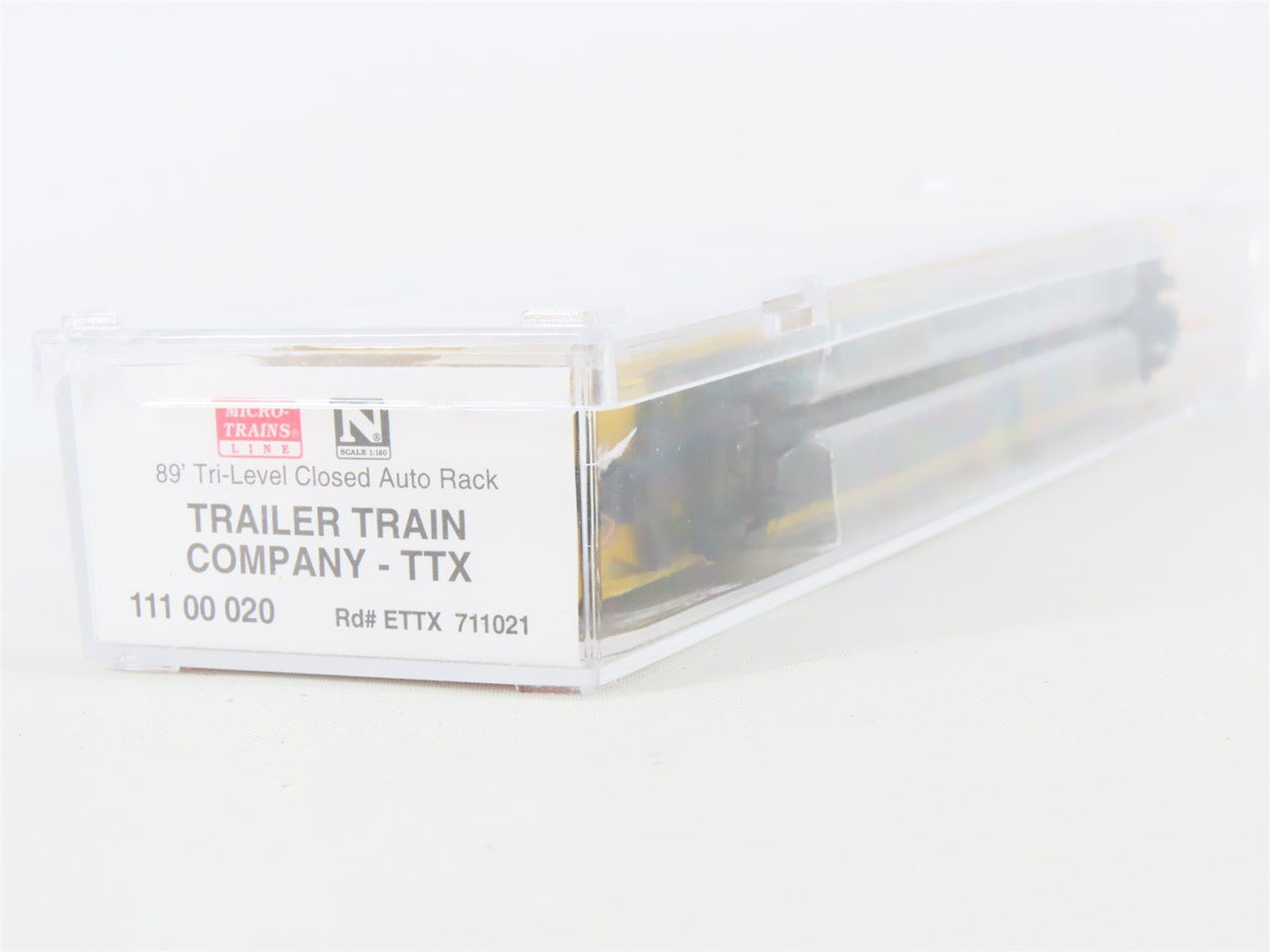 N Scale Micro-Trains MTL 11100020 TTX 89&#39; Tri-Level Closed Auto-Rack #711021