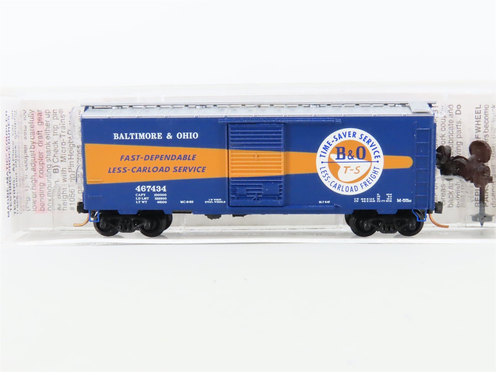 N Micro-Trains MTL 20266 B&O Baltimore & Ohio "Time-Saver" 40' Box Car #467434