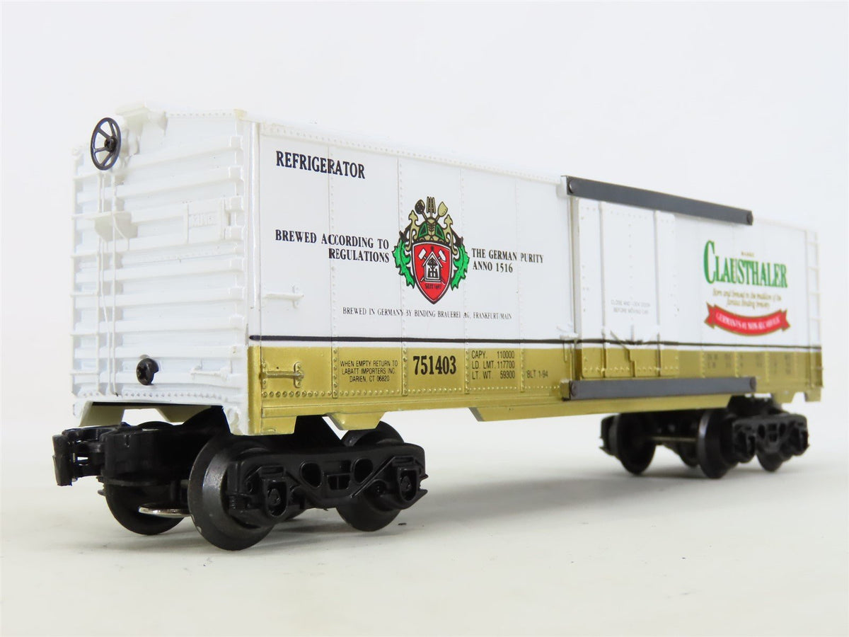 O27 Gauge 3-Rail Labatt&#39;s/K-Line K751403 Clausthaler Non-Alcoholic Beer Reefer