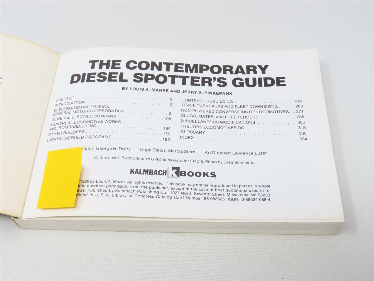 The Contemporary Diesel Spotter&#39;s Guide by Marre and Pinkepank ©1990 SC Book