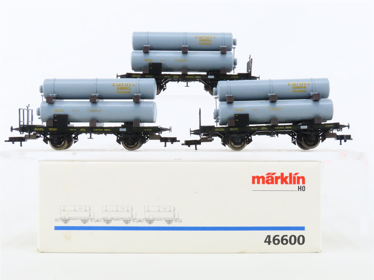 HO Scale Marklin 46600 K.Bay.Sts.B. Royal Bavarian Gas Cylinder Cars 3-Unit Set