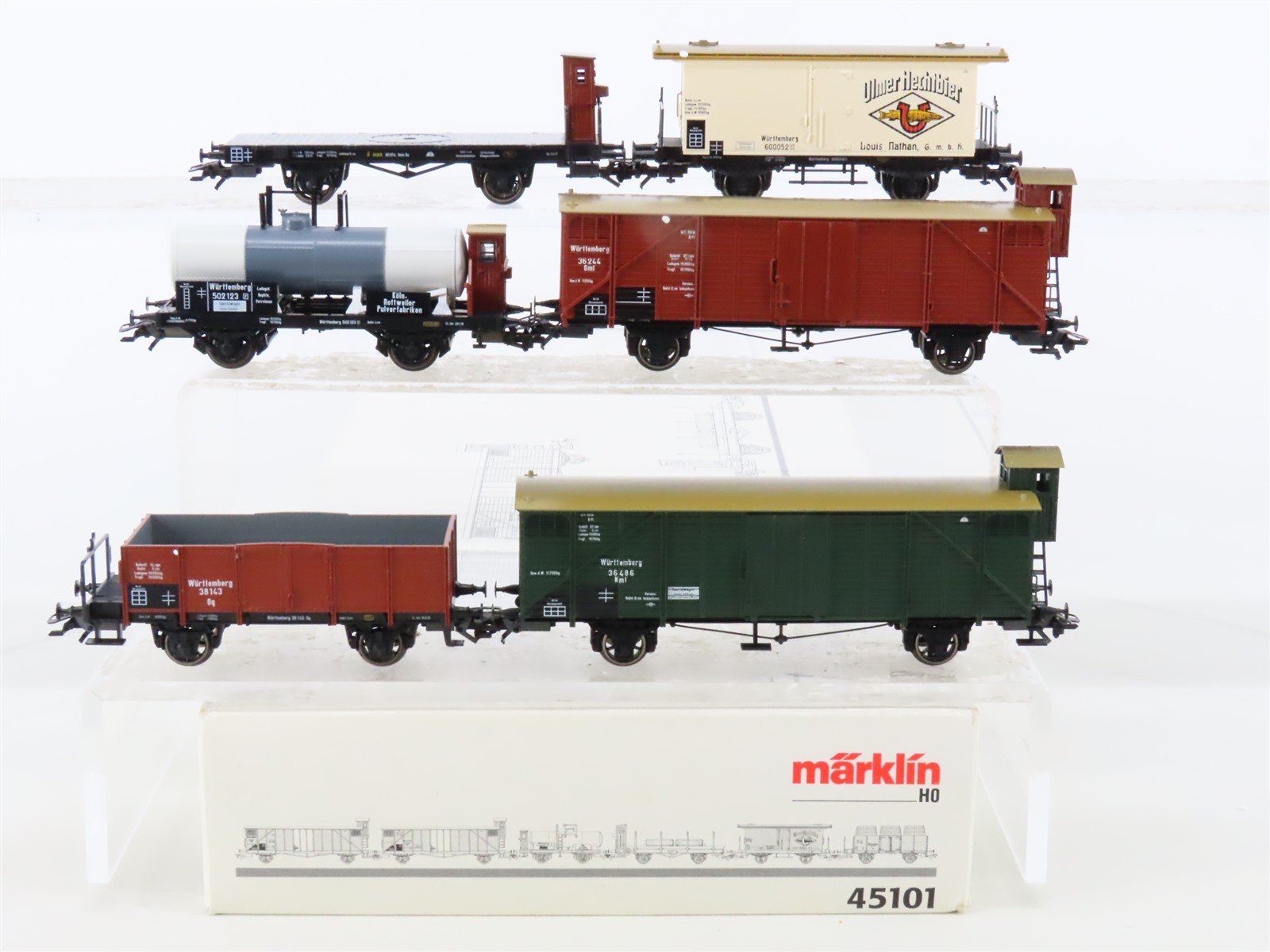 HO Marklin 45101 K.W.St.E. & Baden "Geislinger Grade" 6-Car Freight Set