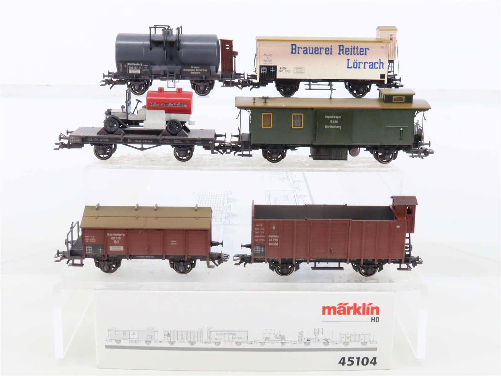 HO Marklin 45104 KWStE, KBayStsB, & Baden "Geislinger Grade" 6-Car Freight Set