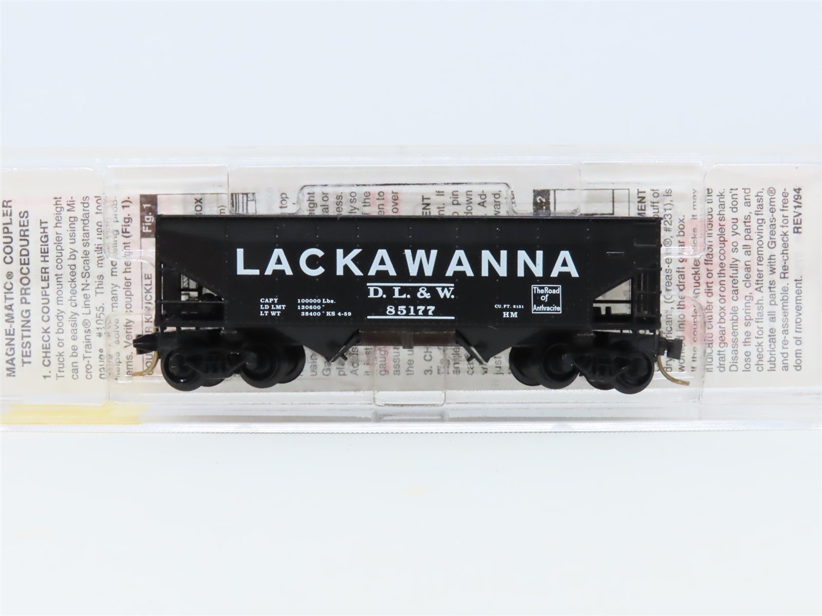 N Scale Micro-Trains MTL #55360 DL&W Lackawanna 2-Bay Open Hopper #85177