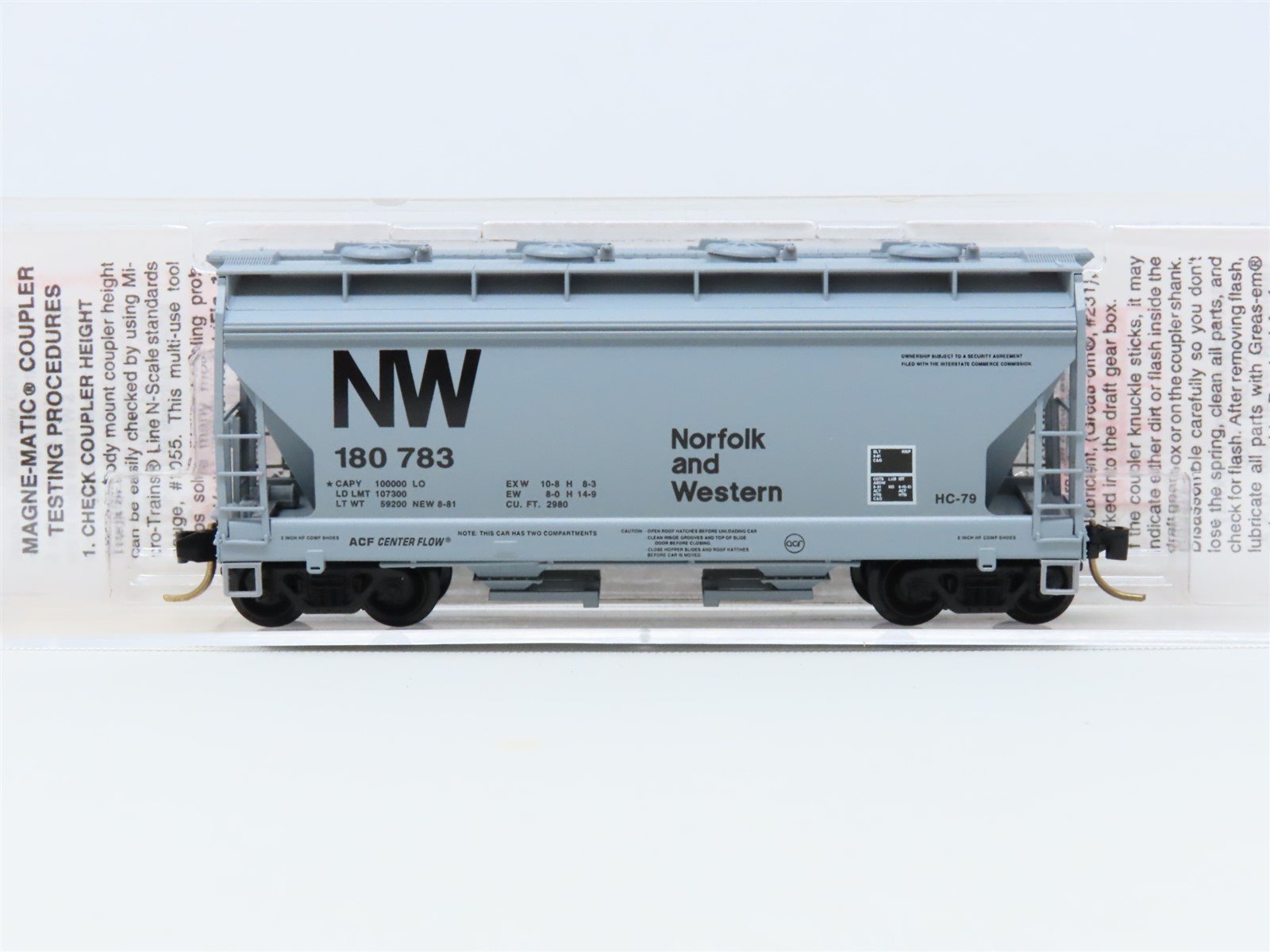 N Micro-Trains MTL #92050 NW Norfolk & Western 2-Bay Covered Hopper #180783