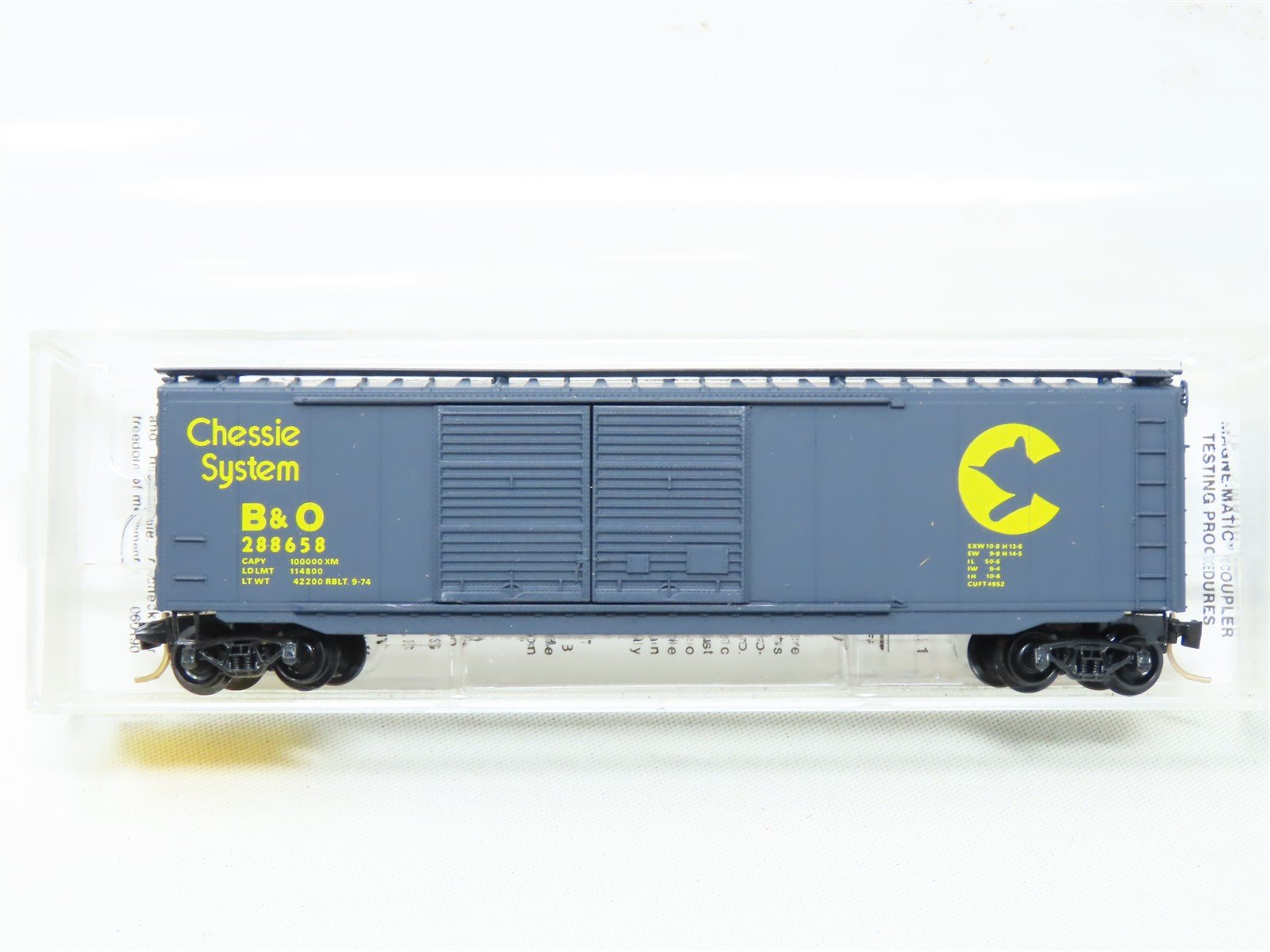 N Micro-Trains MTL 34010 B&O Chessie System 50' Double Doors Box Car #288658