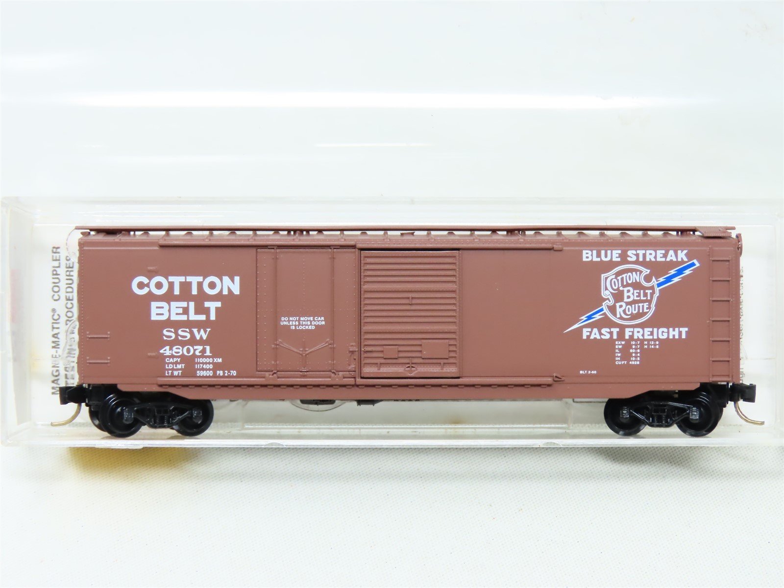 N Scale Micro-Trains MTL 33060 SSW Cotton Belt "Blue Streak" 50' Box Car #48071