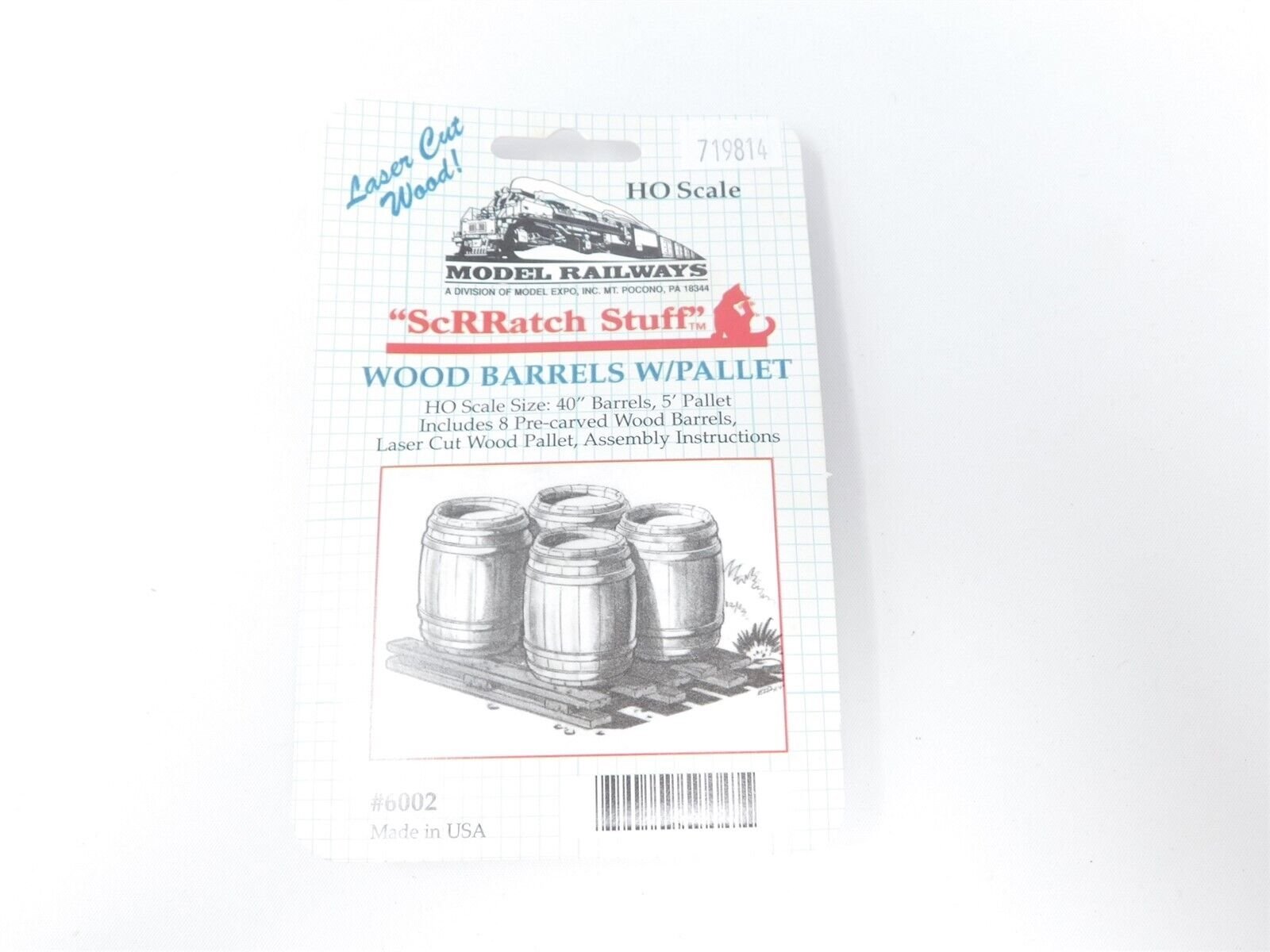 HO Scale Model Railways ScRRatch Stuff Kit #6002 Wood Barrels W/ Pallet