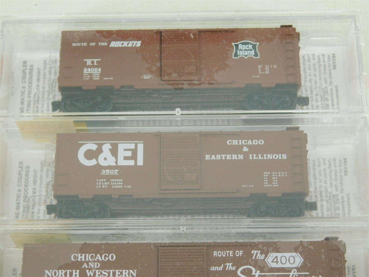 N Micro-Trains MTL 20562 RI C&amp;EI CNW Windy City Special Box Cars 3-Pack - Sealed