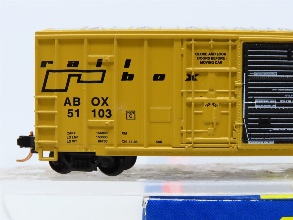 N Scale Athearn 11149 ABOX Railbox (late) 50&#39; Plug &amp; Sliding Door Box Car #51103