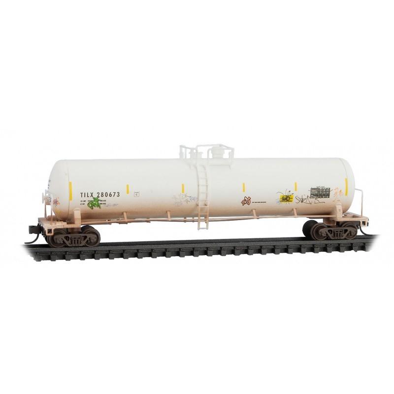 N Micro-Trains MTL 98305059 TILX 56&#39; Tank Car Set 3-Pack - Weathered w/ Graffiti
