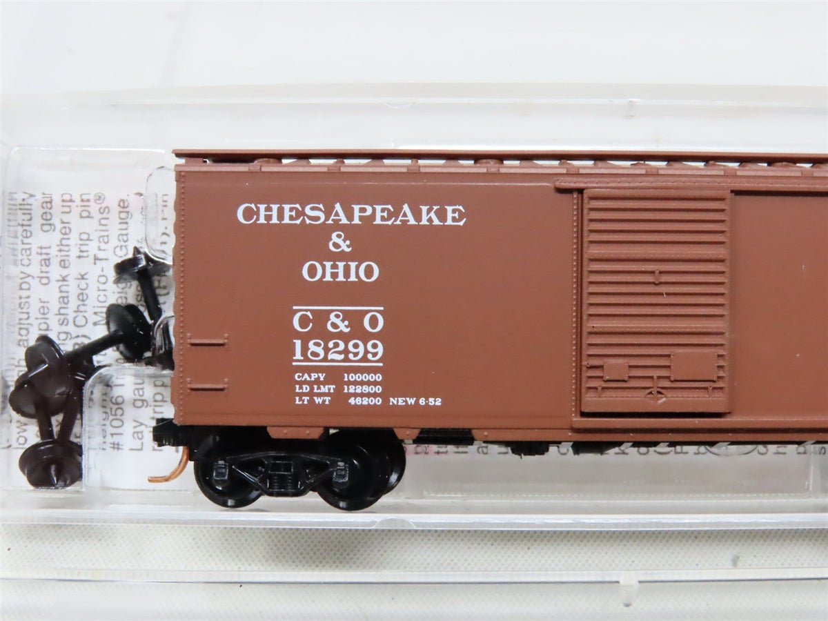 N Micro-Trains MTL #20440 C&amp;O Chesapeake &amp; Ohio 40&#39; Single Door Box Car #18299