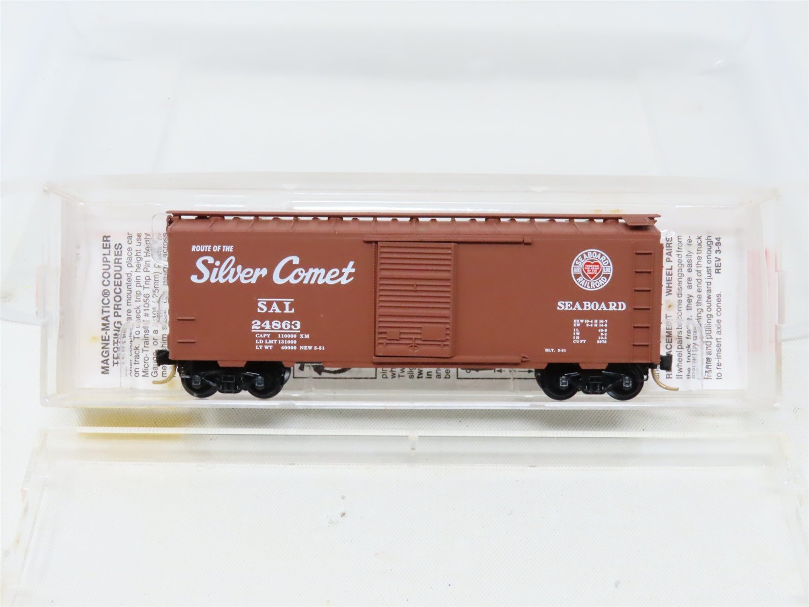 N Micro-Trains MTL #20660 SAL Seaboard Air Line Silver Comet 40' Box Car #24863