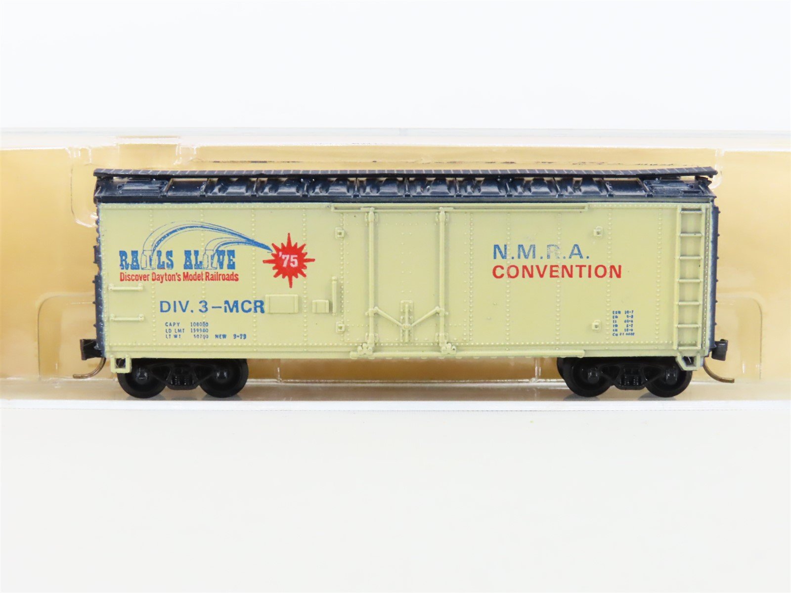 N Scale Con-Cor NMRA '75 Convention "Rails Alive" 40' Plug Door Box Car
