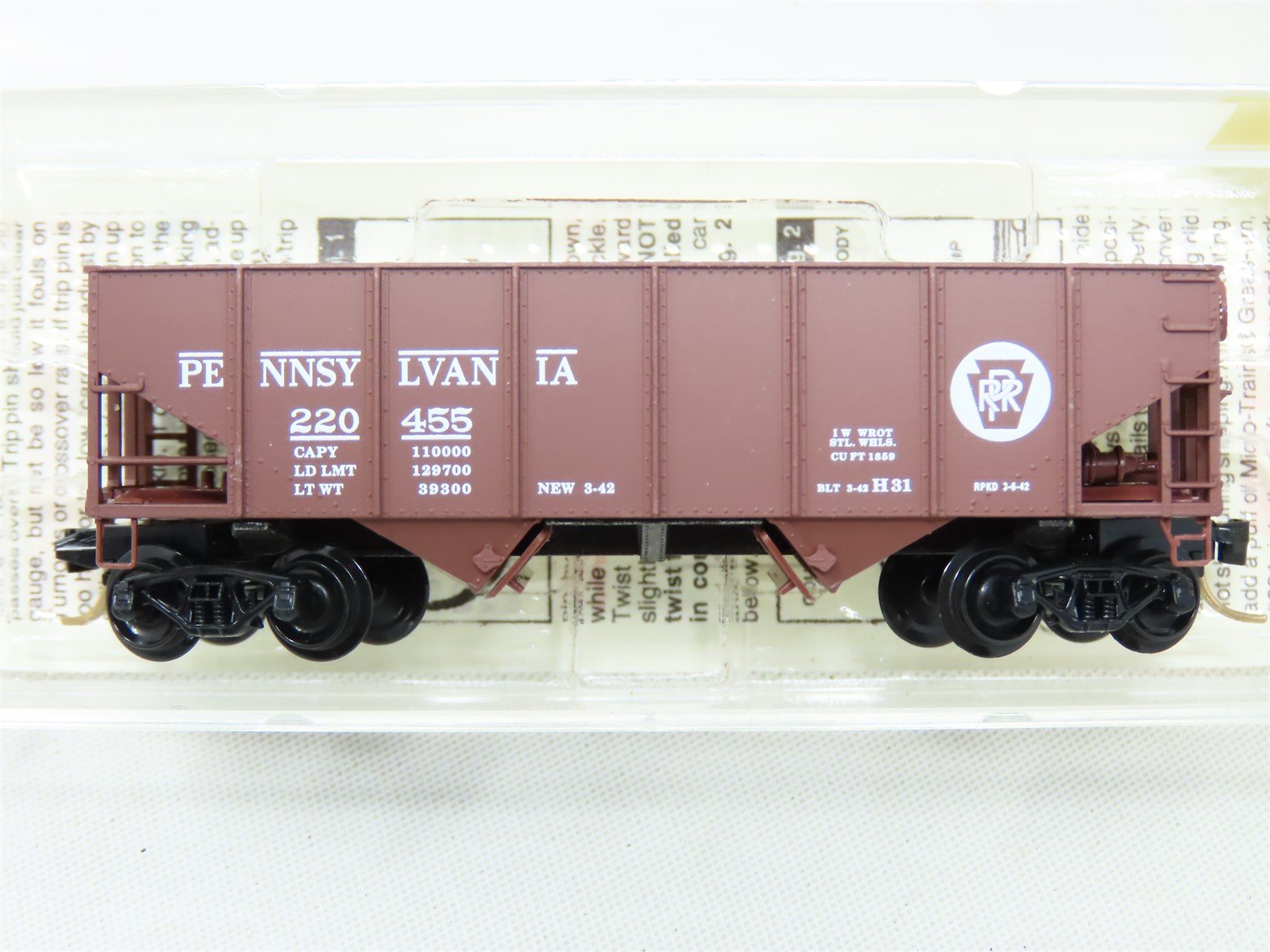 N Scale Micro-Trains MTL 56060 PRR Pennsylvania Rib Side 2-Bay Hopper #220455