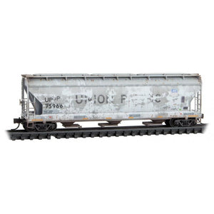 N Micro-Trains MTL 99305052 UP Union Pacific 3-Bay Hopper Set 4-Pack - Weathered