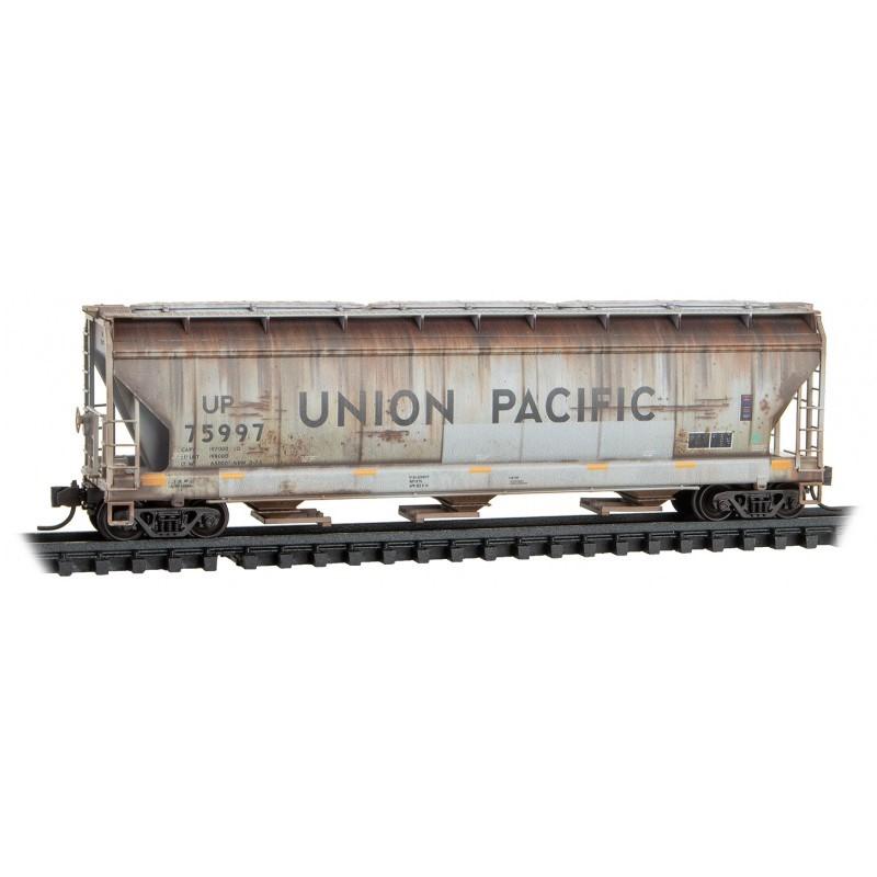 N Micro-Trains MTL 99305052 UP Union Pacific 3-Bay Hopper Set 4-Pack - Weathered