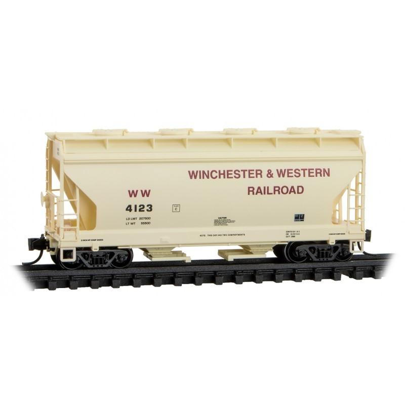 N Micro-Trains MTL 09200570 WW Winchester &amp; Western 2-Bay Covered Hopper #4123