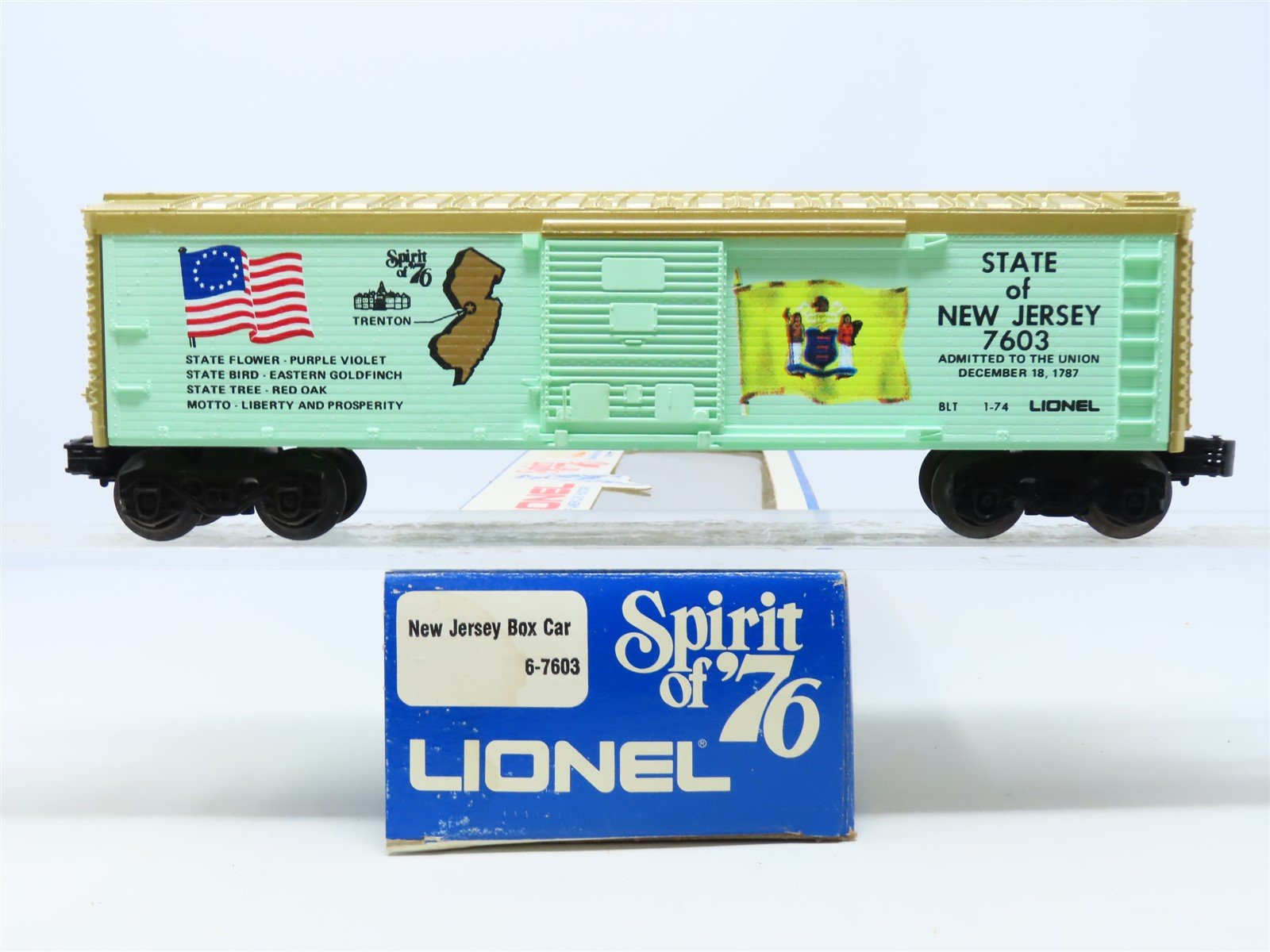 O Gauge 3-Rail Lionel 6-7603 Spirit of '76 "State of New Jersey" 40' Box Car