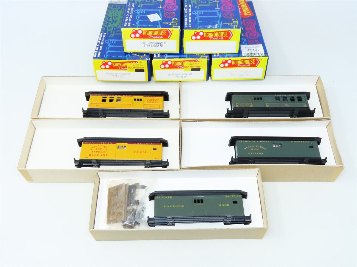 Lot Of 5 HO Scale Roundhouse Kit Assorted SP &amp; AT&amp;SF Overton Passenger Cars