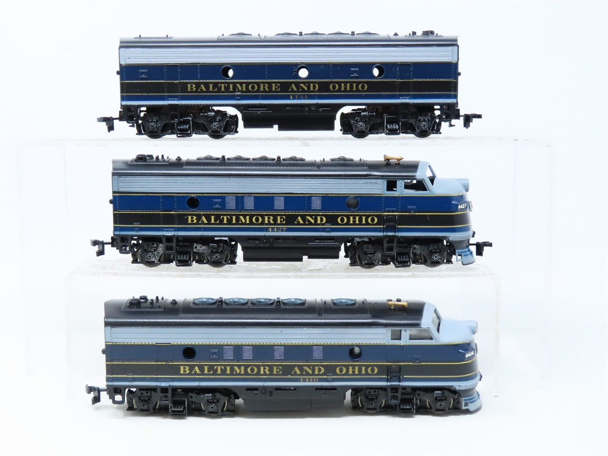HO Athearn B&amp;O Baltimore &amp; Ohio F7A/B/A Diesel Set #4416/4434/4427 - Custom