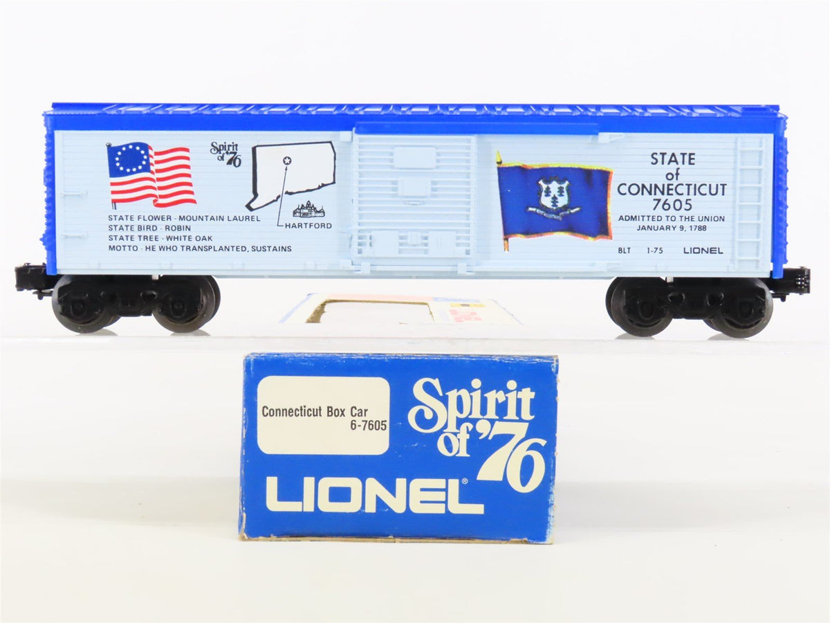 O Gauge 3-Rail Lionel 6-7605 Connecticut Spirit of &#39;76 40&#39; Boxcar #7605