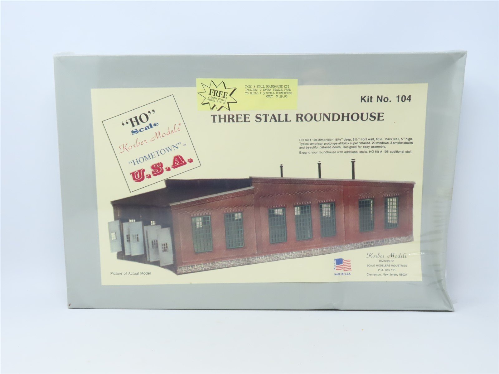 HO Scale Korber Models "Hometown USA" Kit #104 Three Stall Roundhouse - SEALED