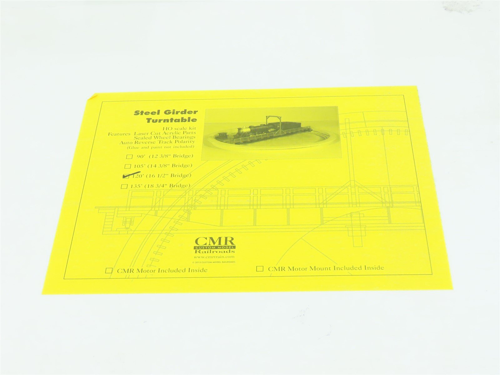 HO Scale CMR Laser Cut Acrylic Kit 120' Steel Girder Turntable