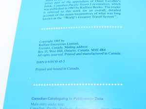 Canadian Pacific Railway Diagrams & Data, Edited by Omar Lavallee ©1985 SC Book