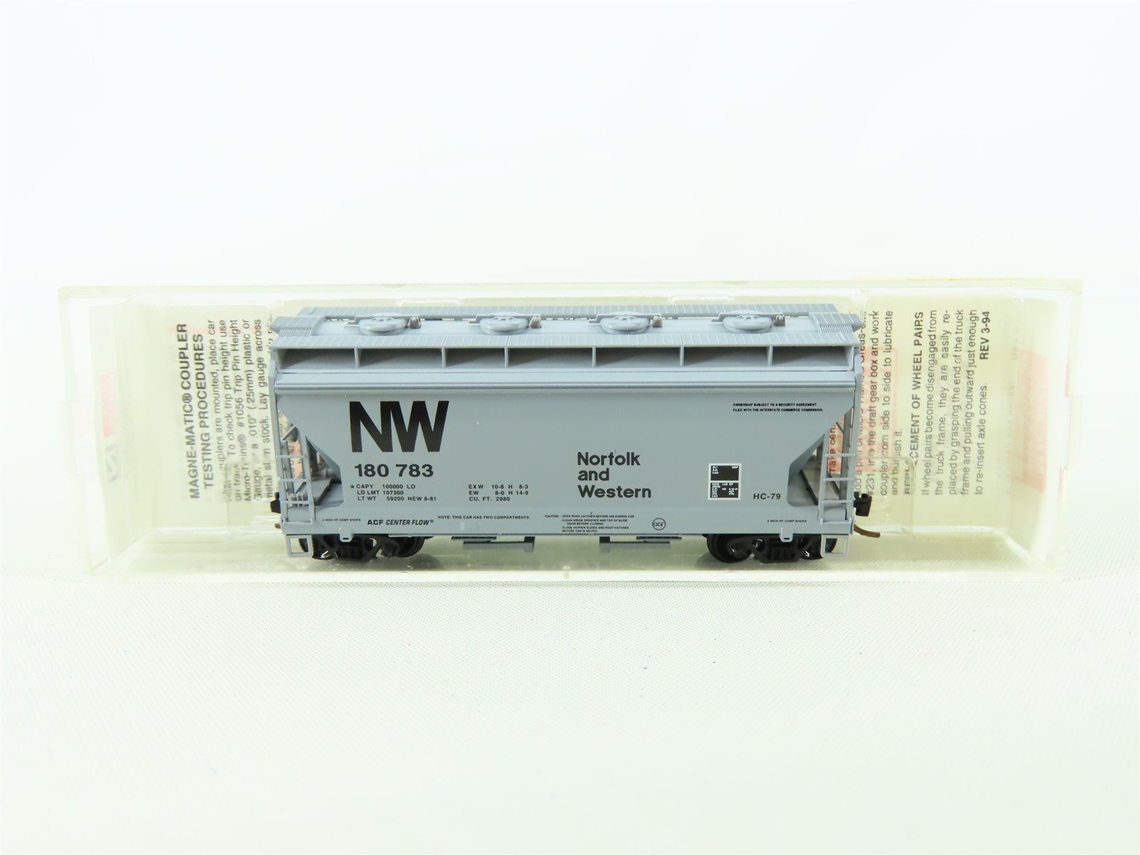 N Scale Micro-Trains MTL 92050 N&W Norfolk & Western 2 Bay Hopper Car #180783