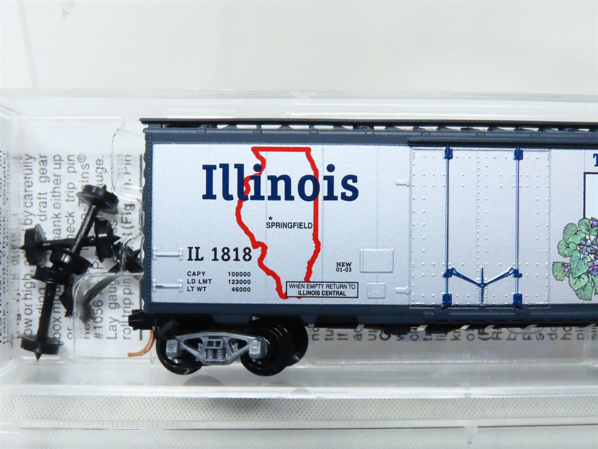 N Scale Micro-Trains MTL 21320 IL Illinois State 40&#39; Plug Door Box Car #1818